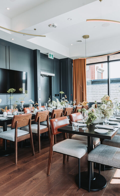 Dining Table with chairs and plates
